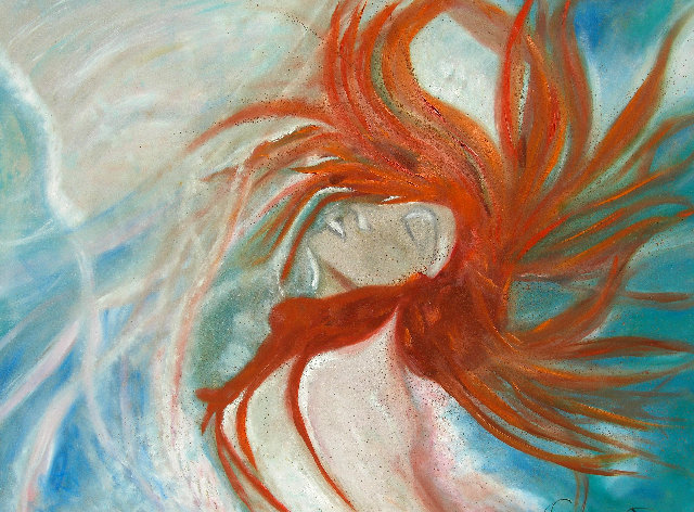 Wasserspiele l auf Holz 120x140cm